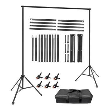 Imagem de Hemmotop Suporte de pano de fundo de 3 x 2,4 m, suporte de fundo fotográfico resistente para festas, kit de suporte de fundo de foto ajustável para casamento, cabine de fotos, festa, decoração, balão
