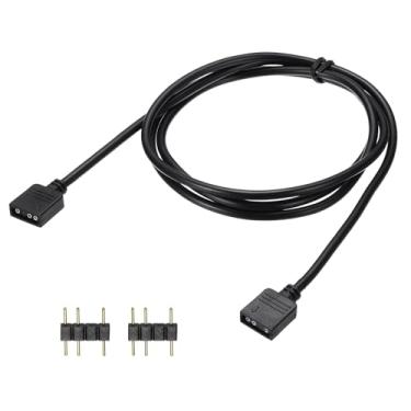 Imagem de Generic ARGB Cabo de extensão, 5V 50.8 cm 3 pinos 1 para 1 fêmea para fêmea ARGB cabo adaptador com conectores machos de 3 pinos para PC computador ARGB ventoinha/luzes LED, preto