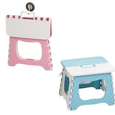 Imagem de Banqueta Banquinho Dobrável Resistente Para Viagem(ROSA,2 UNIDADE)