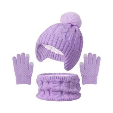 Imagem de Conjunto De Gorro, Cachecol E Luvas De Inverno Para Crianças, Forro De