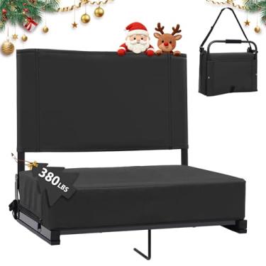 Imagem de Assentos de estádio com suporte para as costas – Assento acolchoado portátil com alça de ombro – Cadeira larga com encosto e almofada para esportes e eventos ao ar livre