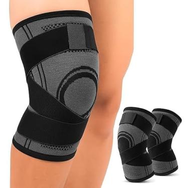 Imagem de Kit Par 02 Joelheira Alta Compressão Alivio Dores Ortopédica Elástica Ajustável Proteção Esportes Recuperação