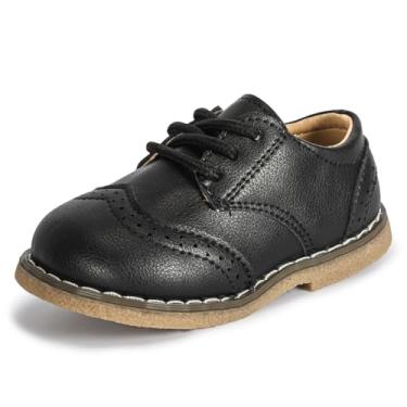 Imagem de Casazoe Sapato social Oxford para meninos e meninas, uniforme escolar, clássico, sapatilhas, formal, casual, mocassim para crianças pequenas, A03/preto, 20
