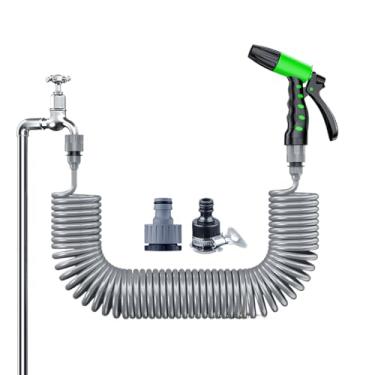 Imagem de Mangueira de jardim retrátil – Mangueira de jardim flexível, com núcleo de látex de 4 camadas, tubos de irrigação resistentes à pressão resistentes ao clima para lavagens de carros em fazendas e