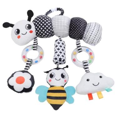 Imagem de ZJchao Brinquedo para Pendurar Cama, Feito à Mão, Pelúcia, Animal de Pelúcia, Brinquedo Pendurado Com Sinos de, Preto e Branco, de Desenvolvimento Sensorial para Bebês,