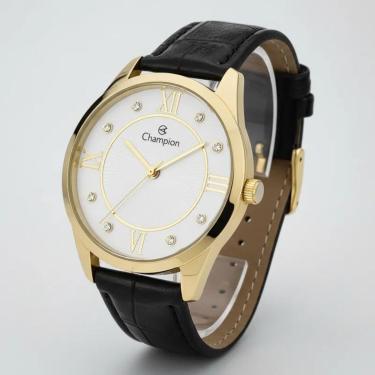 Imagem de Relogio dourado feminino pulseira de couro 36mm Champion CN28268B-Feminino