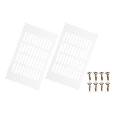 Imagem de PATIKIL 2 peças de tampa de ventilação de porta de 25 x 15 cm, capa de ventilação de grade de alumínio com parafusos de montagem para porta de teto de armário de guarda-roupa, branco