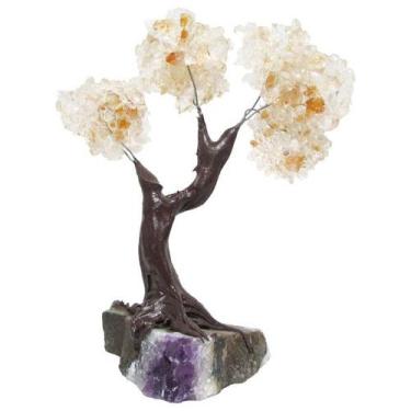 Imagem de Árvore de Cristal Citrino com Drusa de Ametista P 12cm - Prosperidade 