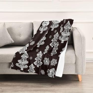 Imagem de Wassud Cobertores e mantas de Natal 152,4 x 228,6 cm, cobertor branco de árvores de Natal para sofá, cadeira, decoração de casa