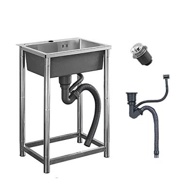 Imagem de Pia externa, pia utilitária, pia de cozinha de tigela única, pia de aço inoxidável com torneira e filtro de água fria única, Movab