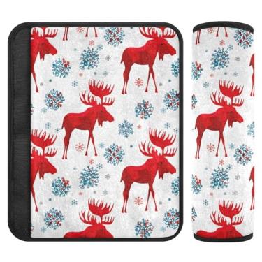 Imagem de Burbuja Capa para cinto de segurança de carro Moose Floco de neve Protetor de cinto de segurança de carro macio confortável para alça de ombro de assento, 1 par pequeno