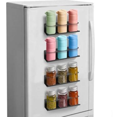 Imagem de OKYMOTOR Pacote com 4 suportes magnéticos de copo para geladeira, organizador de garrafa de água para 30 e 1,134 g, organizadores de despensa de cozinha e armazenamento para acessórios de copo