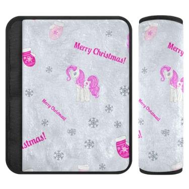 Imagem de Burbuja Capa para cinto de segurança de carro Winter Ponies Protetor de cinto de segurança de carro macio confortável para alça de ombro de assento, 1 par pequeno