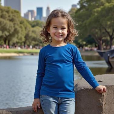 Imagem de Camiseta Infantil Manga Longa Básica Algodão Menino Menina - 16 - Branco-Unissex