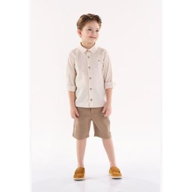 Imagem de Bermuda Infantil em Sarja Up Baby, Marrom, 3