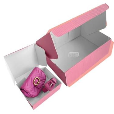 Imagem de Kit 20 Caixas de Papelão Montável 20x16x7cm Para Correio, Marketplace e E-commerce Resistente, Sustentável e Fácil de Montar Eco Box (Rosa)