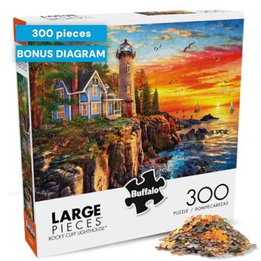 Imagem de Buffalo Games - Rocky Cliff Lighthouse - Quebra-cabeça adulto desafiador de 300 peças perfeito para noites de jogos - o tamanho completo do quebra-cabeça é 21,25 x 15,00