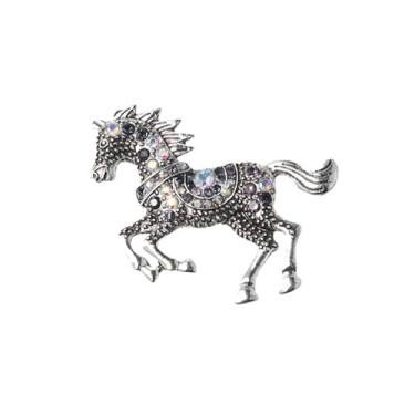 Imagem de Broche de cavalo de strass para mulheres e homens, moda broches de pônei de cristal, alfinetes de lapela, acessórios de vestido fofo, presente de corrida de festa, 1 peça, 4.2CM, Acrílico, Sem Pedra