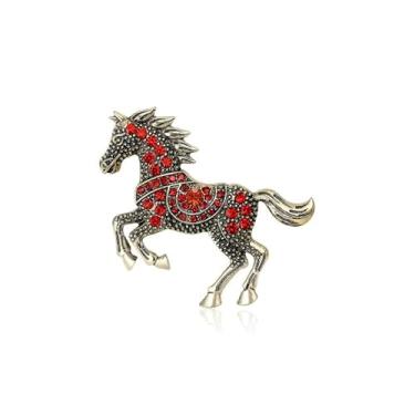 Imagem de Broche de cavalo de strass para mulheres e homens, moda broches de pônei de cristal, alfinetes de lapela, acessórios de vestido fofo, presente de corrida de festa, 1 peça, 4.2CM, Acrílico, Sem Pedra