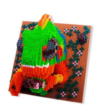 Imagem de AHZILEI Kit de arte de parede de blocos de construção de 4800 peças, mosaico camaleão animal para decoração de parede e exibição de mesa, projeto criativo de decoração de quarto, fácil instalação