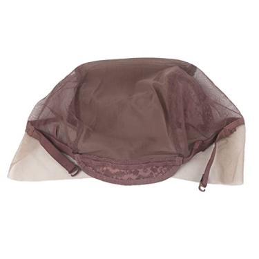 Imagem de SIWOTED Peruca Rede de Cabelo Renda Nylon Malha U Parte Ajustável Respirável Marrom Escuro para Desempenho