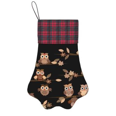Imagem de SKKNT Linda estampa de corujas marrons meias de Natal animais de estimação decoração de natal cães gatos árvore decoração doce presente conveniente