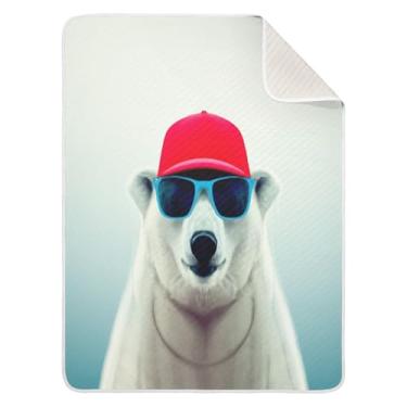 Imagem de Qilmy Cobertor de bebê de urso elegante 76 x 101 cm, cobertor infantil de algodão macio para meninos e meninas, cobertor leve e quente para bebês de berço, soneca, recém-nascidos