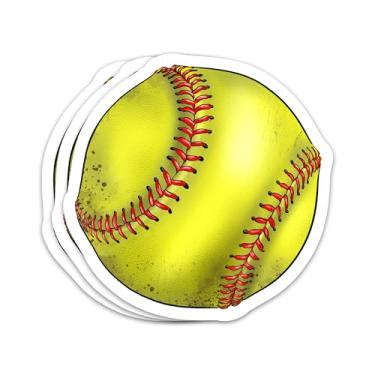 Imagem de Adesivo esportivo de softball, 3 peças, para amantes de softball, vintage, esportivo, bola de jogo, suporte para o dia do jogo, adesivos de vinil à prova d'água para laptop, garrafa de água, capacete