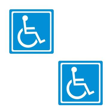 Imagem de Kit 2 Unidades Adesivo Sem Resina Cadeirante Porta Carro Casa Banheiro 15x15 Cm Azul