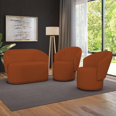 Imagem de Namoradeira E 2 Poltronas Orgânica Para Sala Malu Bouclê Terra M11 - D'rossi