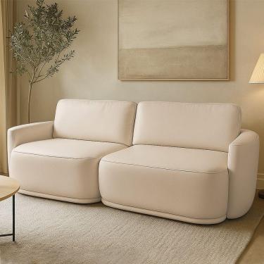 Imagem de Sofá 2 Lugares Orgânico 214cm Modulado Para Sala Brumma Bouclê Bege K01 - D'rossi