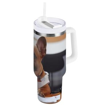 Imagem de Copo com isolamento duplo Bulldog de 850 g com tampa e copo de viagem isolado com canudo