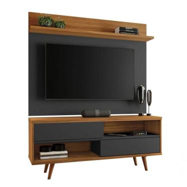 Imagem de Rack Nt 1180 Com Painel Nt 1185 Preto Com Freijó - Notável