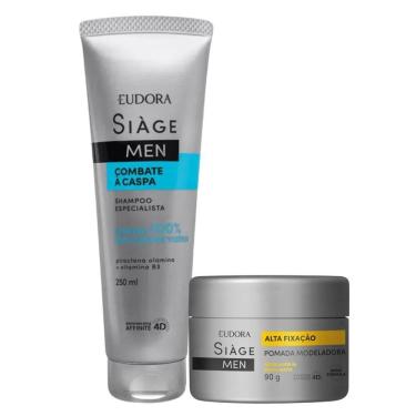 Imagem de Kit Shampoo Anticaspa Masculino E Pomada Modeladora Efeito Matte Eudora Siàge Men