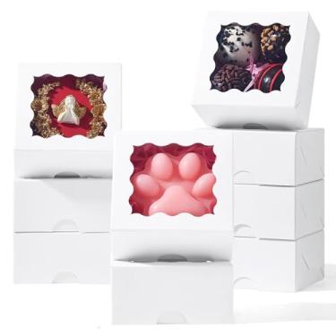 Imagem de JCXGRVC 100 caixas de presente de papel branco de 7,6 x 7,6 x 3,8 cm com janela transparente para sabonete caseiro, biscoitos e chocolates, trufas e mostre suas guloseimas caseiras