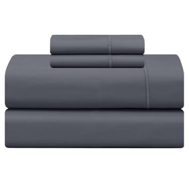 Imagem de Feather & Stitch 500 fios king size conjunto de lençóis de cama damasco 4 peças, 100% algodão macio, respirável, 45,7 cm, bolsos profundos, cetim trançado listrado, colchão, resort, hotel, decoração