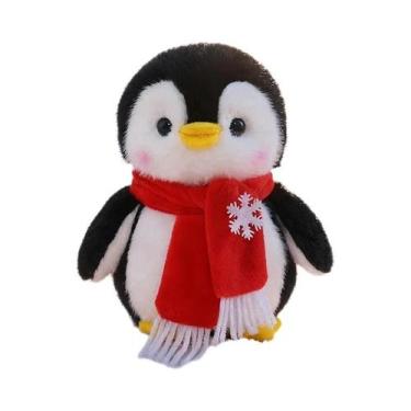 Imagem de Brinquedo De Pelúcia Pinguim De Natal Com Cachecol, Boneco Decorativo 