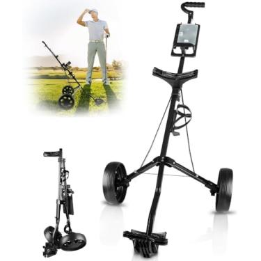 Imagem de Carrinho de Golfe Dobrável de 2 Rodas, Carrinho de Golfe Dobrável Leve com Pneus de Borracha Resistentes Ao Desgaste de 9 Polegadas, Correias Elásticas e Um Placar, Portátil