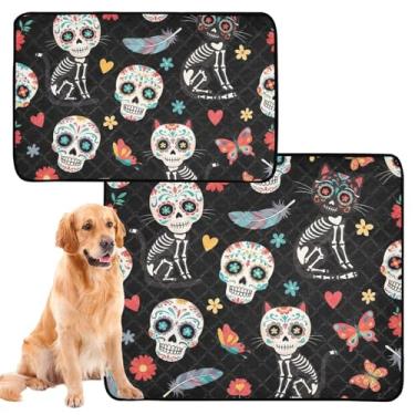 Imagem de Almofadas de urina coloridas para gatos, florais, pretas, laváveis para cães, tapetes reutilizáveis para animais de estimação, tapetes absorventes à prova d'água para gaiola, pequeno x pacote com 3