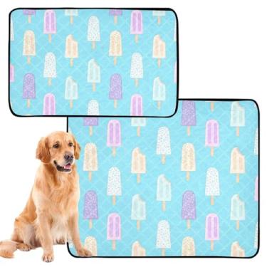 Imagem de Almofada de xixi reutilizável de gelo de verão colorida azul para gatos, almofadas de xixi para cães, lavável, impermeável, tapete de gaiola de cachorro fofo, absorvente para filhotes, médio + grande