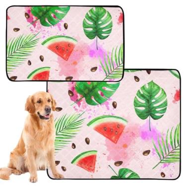 Imagem de Fatias de melancia em aquarela para deixar almofadas laváveis para xixi para cães, almofadas reutilizáveis para treinamento de filhotes, à prova de vazamento, tapete de caixa de cachorro fofo