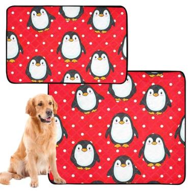 Imagem de Almofadas de xixi para cães, reutilizáveis, pinguins fofos, vermelhos e brancos, absorventes para cães, tapete de gaiola de cachorro fofo, impermeável, médio + grande, conjunto de 2