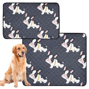 Imagem de Almofadas de xixi laváveis para animais de estimação, desenho de cachorro, preto e branco, reutilizável para gatos, absorventes e absorventes para filhotes, tapete impermeável para cães, fofo, médio +