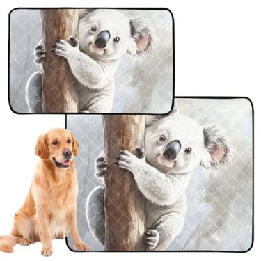 Imagem de TSENQUE Almofadas de xixi para cães, lavável, fofo, urso coala, estampa animal, almofada de xixi, reutilizável, impermeável, antiderrapante, almofadas de treinamento de filhotes para cães, pequeno x