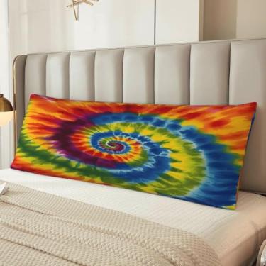 Imagem de Mantaiyuan Capa de almofada de corpo colorida espiral tie dye com zíper 50 x 137 cm, fronhas macias, grandes, 1 pacote para decoração de sofá de casa