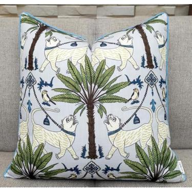 Imagem de Rudransha Sheru Fronha decorativa decorativa com detalhes quadrados - Capa de almofada para sofá, cadeira de balanço e sofá - Capa deslizante de designer para sala de estar - 50 x 50 cm