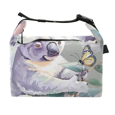 Imagem de TSENQUE Linda lancheira feminina com ramo de coala, reutilizável, lancheira para trabalho, linda bolsa térmica floral para o trabalho