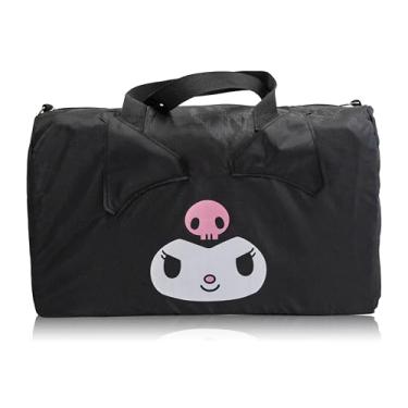 Imagem de Bolsa esportiva Sanrio Hello Kitty and Friends | Bolsa de viagem leve e dobrável com Kuromi & My Melody | Bolsa de nylon embalável com alça de ombro e manga de bagagem | 45,7 cm x 30,5 cm | Idades a