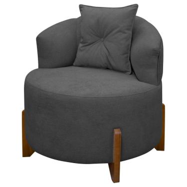 Imagem de Poltrona Decorativa Para Sala Thor Orgânica Tecido Bouclé Pés em Madeira Maciça