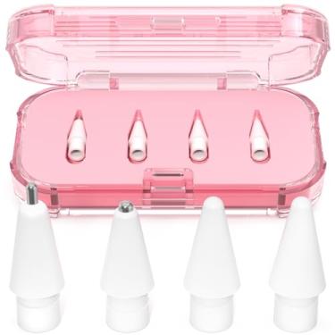 Imagem de AZF Pontas de substituição atualizadas para Apple Pencil Pro/USB-C/2ª geração/pontas de 1ª geração (com caixa de armazenamento), pontas de lápis de substituição de metal mistas resistentes ao desgaste